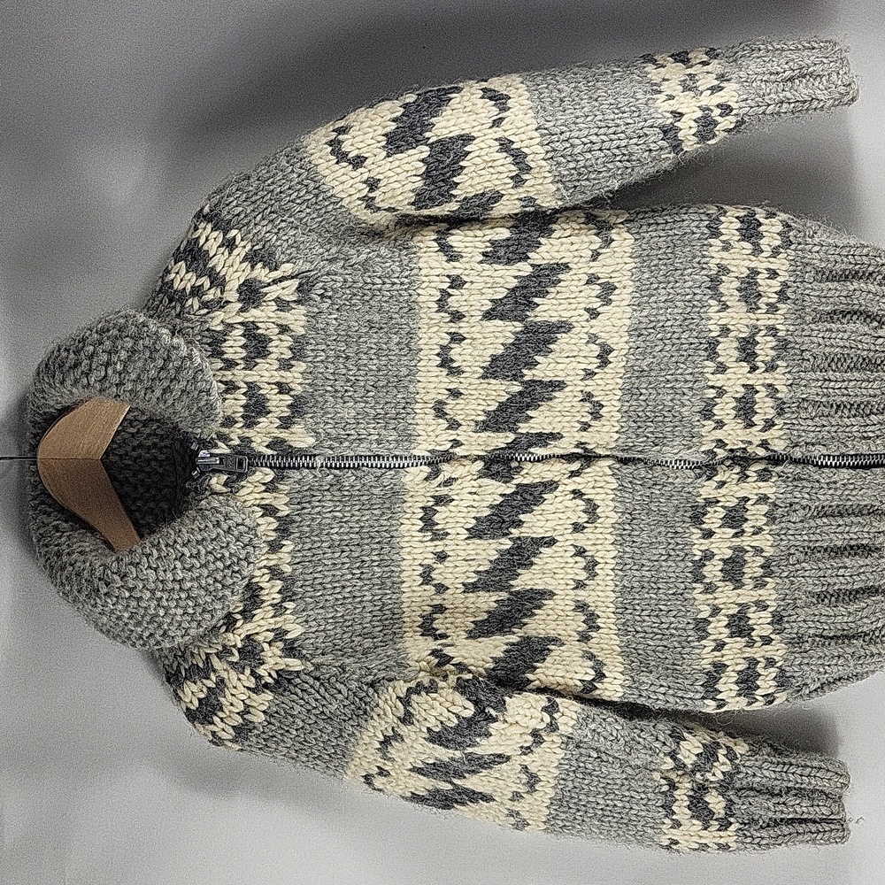 Vintage Cowichan Sweater childrens handmade Waves theme